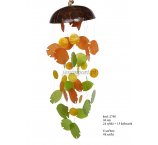 dzwonki wietrzne z muszli capiz kolorowe rybki zawieszone na kokosie 48 cm