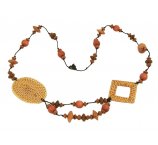 NASZYJNIK z DREWNA EGZOTYCZNEGO z plecionkami z rattanu 110 CM