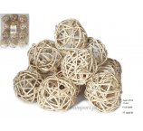 KULE NATURALNE z ratanu, kule rattanowe, 8 cm, 6 szt/opak