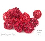 KULE RATANOWE 5 CM CZERWONE 12 SZT/OPAK