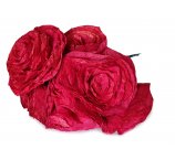 ciemno-czerwone RÓŻE KWIATY Z SUSZONYCH LIŚCI MAGNOLII 7-8 cm