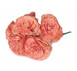 ciemno-pomarańczowe RÓŻE KWIATY Z SUSZONYCH LIŚCI MAGNOLII 7-8 cm