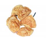 pomarańczowe RÓŻE KWIATY Z SUSZONYCH LIŚCI MAGNOLII 7-8 cm