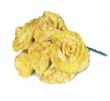 żółte RÓŻE KWIATY Z SUSZONYCH LIŚCI MAGNOLII 7-8 cm